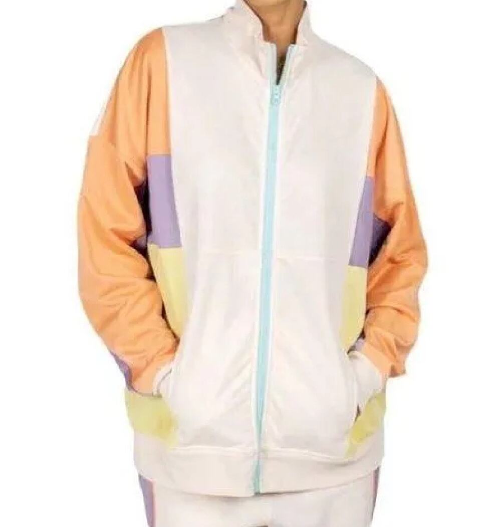 Spirit Jersey Retro 90's Inspired Pastel Colorblock Track Jacket, Medium